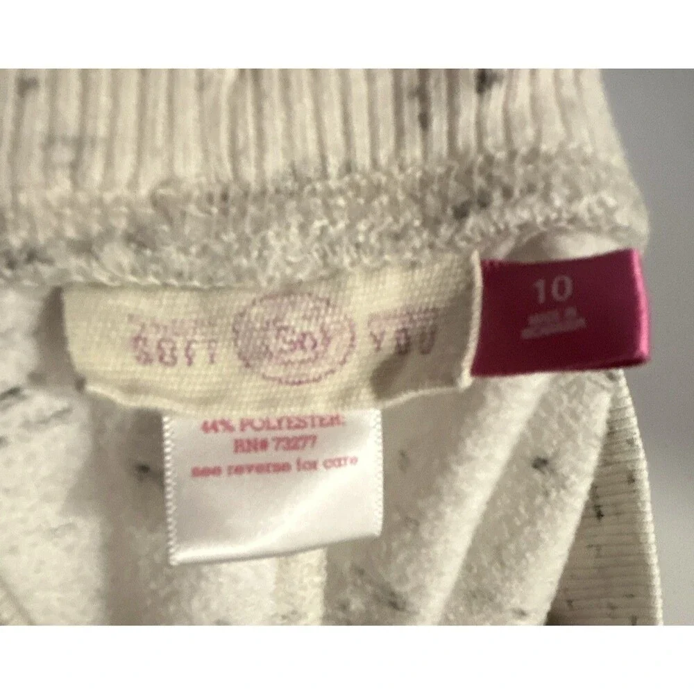 Justice Girls Size 10 White Speckled Heart Sweat Pants Drawstring Waist